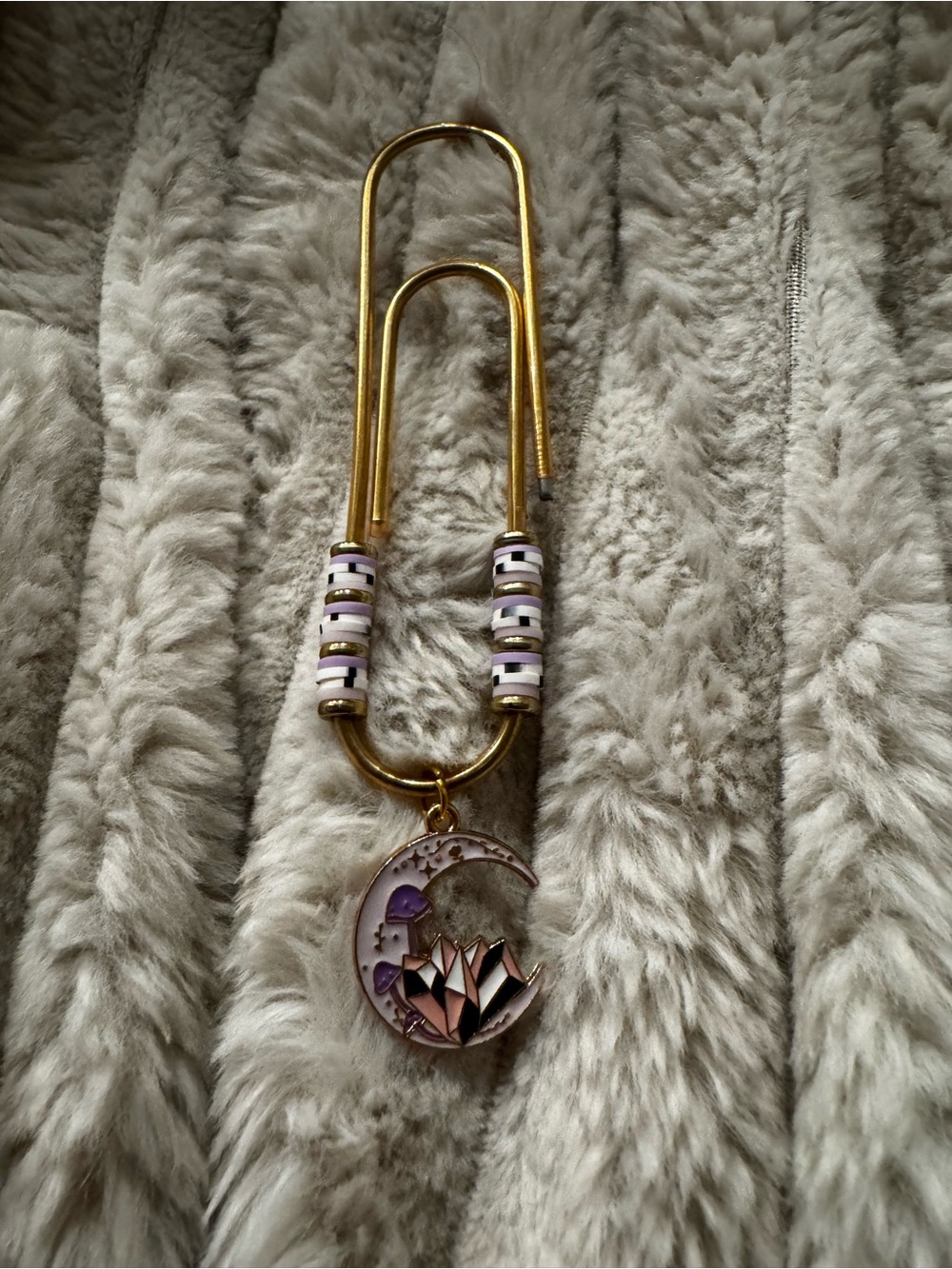 Gold Moon & Lotus Charm jumbo paperclip - Purple Accents